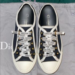 Walk’N’ Dior Black Cotton Canvas Sneakers sz 36.5
